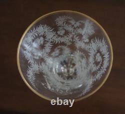 2 Vintage MOSER MAHARANI Engraved 8 Water Wine Crystal Goblet Glasses 24K Gold