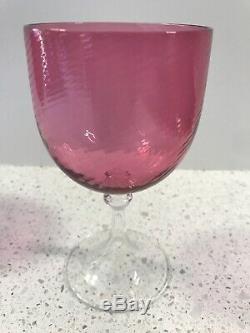 2 Vintage Nason Moretti Murano Gotici Wine Goblet Glasses Cranberry Crystal
