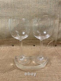 2 Vintage ROSENTHAL Studio Line Crystal Double Stem Wine Goblet Glasses. 7