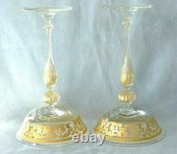 2 Vintage SALVIATI Enamel Murano Italy Venetian 8 1/4 Tall Champagne Wine Glass