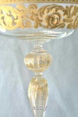 2 Vintage SALVIATI Enamel Murano Italy Venetian 8 1/4 Tall Champagne Wine Glass