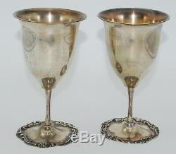 2 Vintage Sterling Silver Wine Goblets Cups Glasses, Camusso Peru, 290g