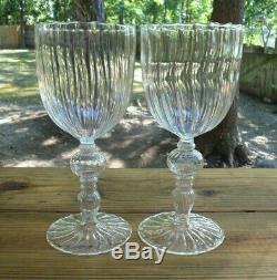 2 Vintage Venetian Murano Hand Blown Glass Goblets Optic Twist Wine Water 8 5/8