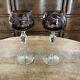 2 Vtg Ajka Amethyst Hock Wine Glasses 7.75 Cut To Clear Bohemian Czech Glass