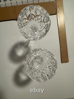 2 Vtg Waterford Crystal Lismore Hock Wine Glasses 8 Oz Vertical Cut 7.5 NR $79