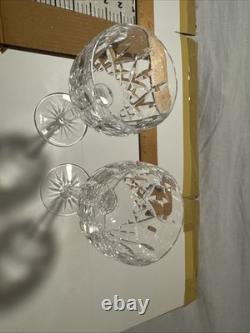 2 Vtg Waterford Crystal Lismore Hock Wine Glasses 8 Oz Vertical Cut 7.5 NR $79