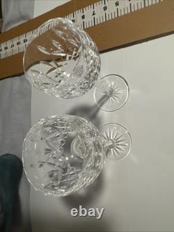 2 Vtg Waterford Crystal Lismore Hock Wine Glasses 8 Oz Vertical Cut 7.5 NR $79