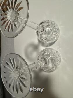 2 Vtg Waterford Crystal Lismore Hock Wine Glasses 8 Oz Vertical Cut 7.5 NR $79