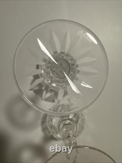 2 Vtg Waterford Crystal Lismore Hock Wine Glasses 8 Oz Vertical Cut 7.5 NR $79