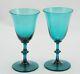 2x Antique 19th C. White Wine Glass, circa 1830, turquoise crystal