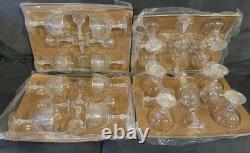 32NIP Vintage Gold Rim West German Crystal Goblets Wine Cocktail Cordial Glasses