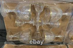 32NIP Vintage Gold Rim West German Crystal Goblets Wine Cocktail Cordial Glasses