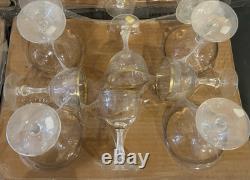 32NIP Vintage Gold Rim West German Crystal Goblets Wine Cocktail Cordial Glasses