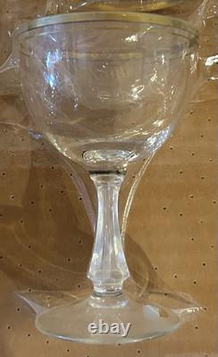 32NIP Vintage Gold Rim West German Crystal Goblets Wine Cocktail Cordial Glasses