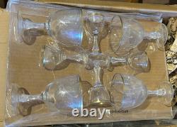 32NIP Vintage Gold Rim West German Crystal Goblets Wine Cocktail Cordial Glasses