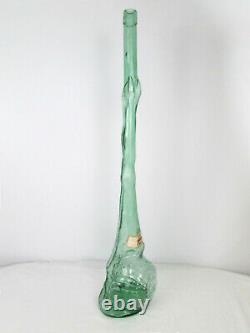 32 Large Vtg Snail Shaped Empty Green Wine Bottle Italian Glass Art Sculpture