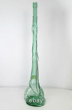 32 Large Vtg Snail Shaped Empty Green Wine Bottle Italian Glass Art Sculpture