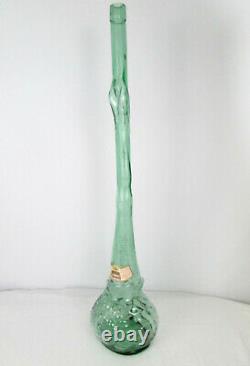 32 Large Vtg Snail Shaped Empty Green Wine Bottle Italian Glass Art Sculpture