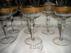 32 Pc Set Vtg Tiffin Rambler Rose Gold Encrusted Wine Glass Plates, Bowls