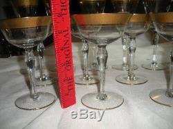 32 Pc Set Vtg Tiffin Rambler Rose Gold Encrusted Wine Glass Plates, Bowls, More