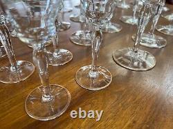 32p Vintage Tiffin Minton Mix CLear STemware Glassware Wine Cups Gold Trim set