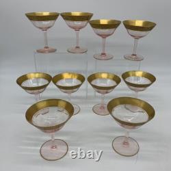 33 Pc Vtg Tiffin Franciscan Minton Pink & 22k Gold Wine Glasses & Salad Plates