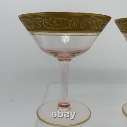 33 Pc Vtg Tiffin Franciscan Minton Pink & 22k Gold Wine Glasses & Salad Plates