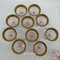 33 Pc Vtg Tiffin Franciscan Minton Pink & 22k Gold Wine Glasses & Salad Plates