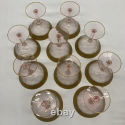 33 Pc Vtg Tiffin Franciscan Minton Pink & 22k Gold Wine Glasses & Salad Plates