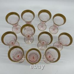 33 Pc Vtg Tiffin Franciscan Minton Pink & 22k Gold Wine Glasses & Salad Plates