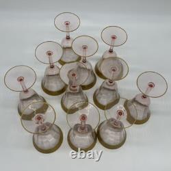 33 Pc Vtg Tiffin Franciscan Minton Pink & 22k Gold Wine Glasses & Salad Plates