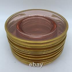 33 Pc Vtg Tiffin Franciscan Minton Pink & 22k Gold Wine Glasses & Salad Plates