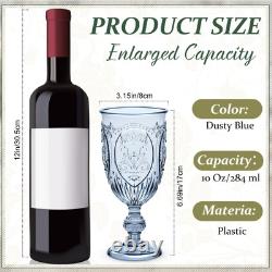 36 Pack Plastic Goblets 10oz Upgrade Vintage Water Goblet Plastic Wine Glasse