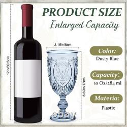 36 Pack Plastic Goblets 10oz Upgrade Vintage Water Goblet Plastic Wine Glasse