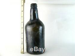 38587 Old Antique Vintage Freeblown Black Glass Wine Pontil English Mallet