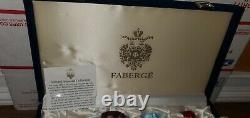 3 FABERGE Colorful CRYSTAL Cordial wine GLASSES Art Glass with Original Box