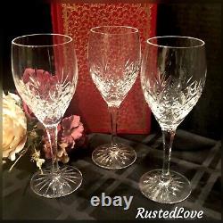 3 Galway O'Hara Red Wine glass cut clear crystal glasses 7 5/8 Vintage