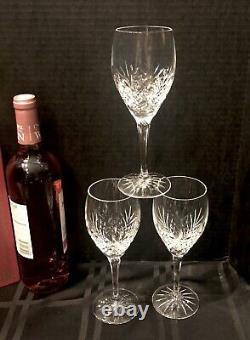 3 Galway O'Hara Red Wine glass cut clear crystal glasses 7 5/8 Vintage