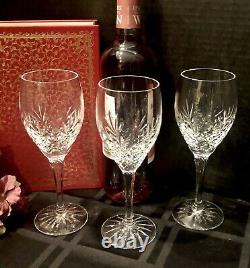 3 Galway O'Hara Red Wine glass cut clear crystal glasses 7 5/8 Vintage