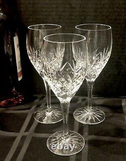 3 Galway O'Hara Red Wine glass cut clear crystal glasses 7 5/8 Vintage