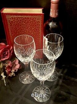 3 Galway O'Hara Red Wine glass cut clear crystal glasses 7 5/8 Vintage