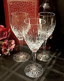 3 Galway O'Hara Red Wine glass cut clear crystal glasses 7 5/8 Vintage