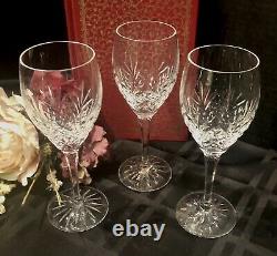 3 Galway O'Hara Red Wine glass cut clear crystal glasses 7 5/8 Vintage