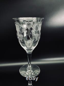 3 Tiffin-Franciscan Etched Optic VINTAGE Pattern Wine Glass Water Goblet Glow(9)