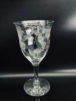 3 Tiffin-Franciscan Etched Optic VINTAGE Pattern Wine Glass Water Goblet Glow(9)