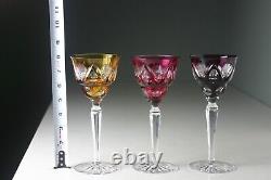 3 Vintage Bohemian Crystal Cut-to-Clear Hock Wine Glass Goblet