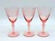 3 Vintage CENTRAL GLASS WORKS Elegant Depression Era Balda Pink 7 Water Goblets