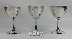 3 Vintage Sterling Silver Wine Glasses Goblets Metasco Mid Century