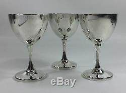 3 Vintage Sterling Silver Wine Glasses Goblets Metasco Mid Century