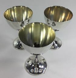 3 Vintage Sterling Silver Wine Glasses Goblets Metasco Mid Century